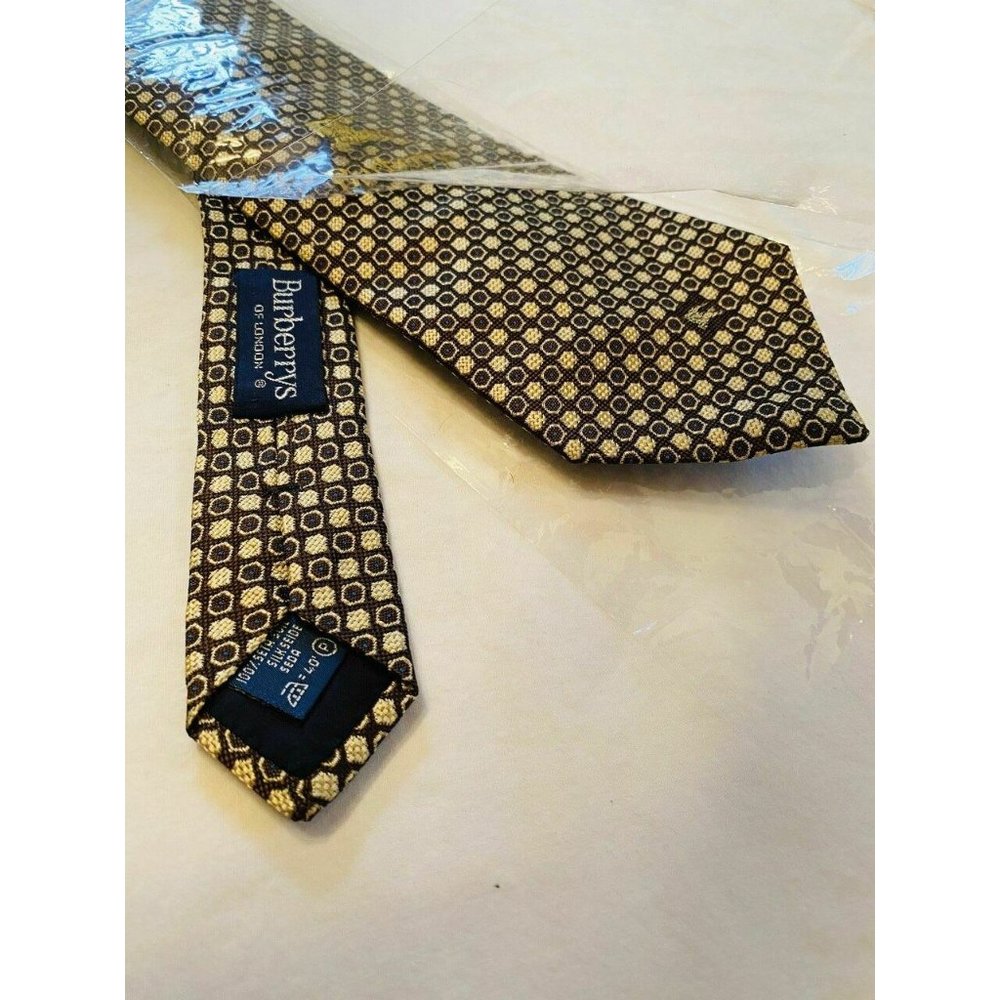 Burberrys Brown & Gold Dot Tie - Picture 3 of 7